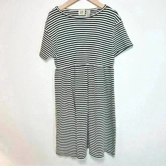 GAP Kids Black and White Striped Cotton Dress Size 7-8 Years - Picture 1 of 8
